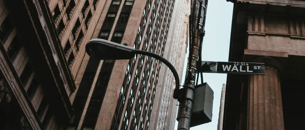 The Wall Street street sign in Lower Manhattan